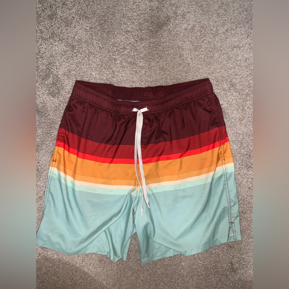 Goodfellow & Co Red and Aqua Men's Swim Shorts